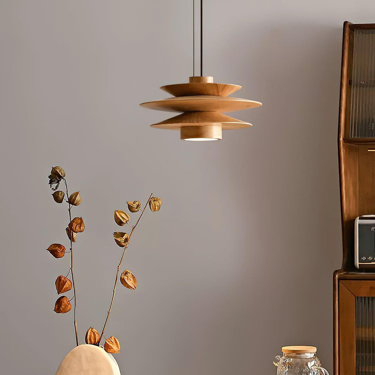 Nemasit Mid Century Walnut Pendant Light