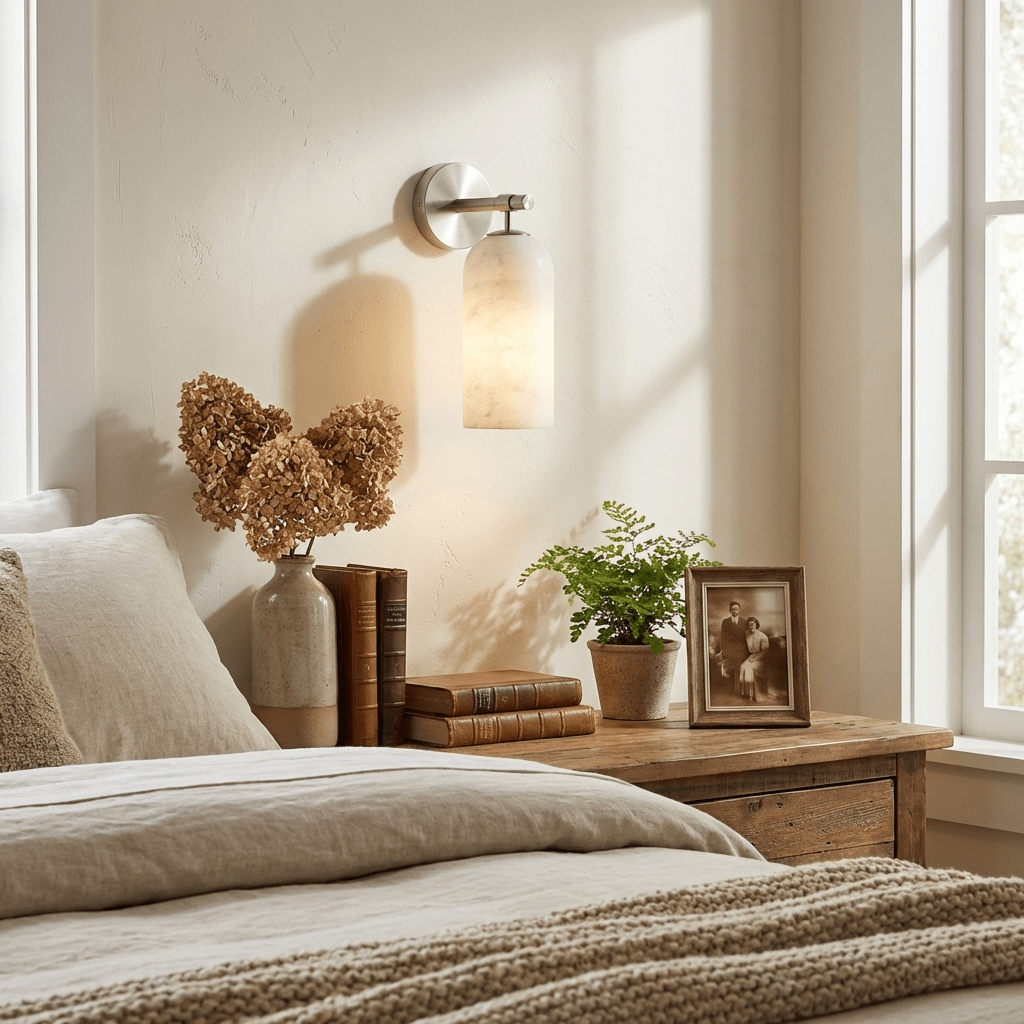 Albelaine Pillar Alabaster Wall Sconce