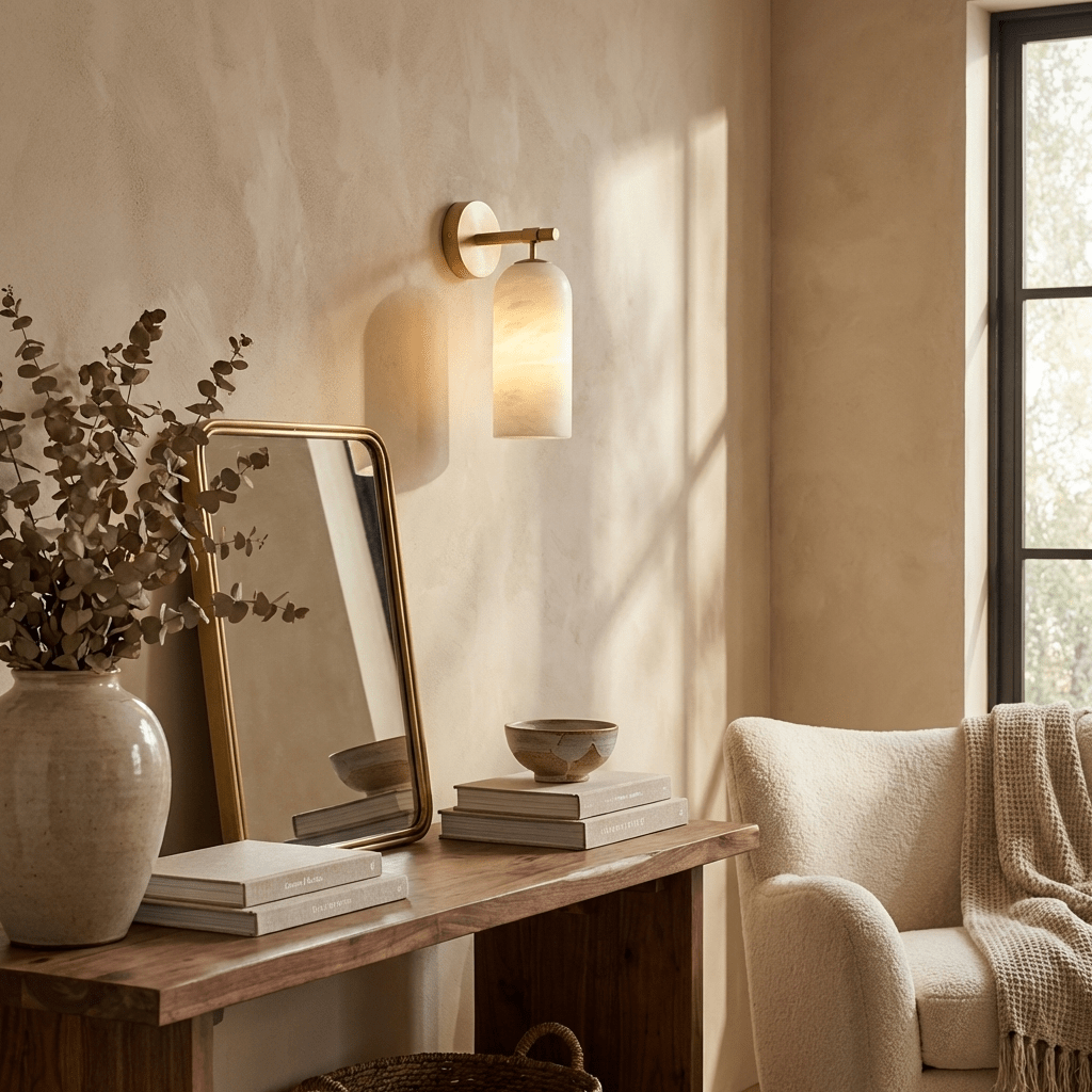 Albelaine Pillar Alabaster Wall Sconce