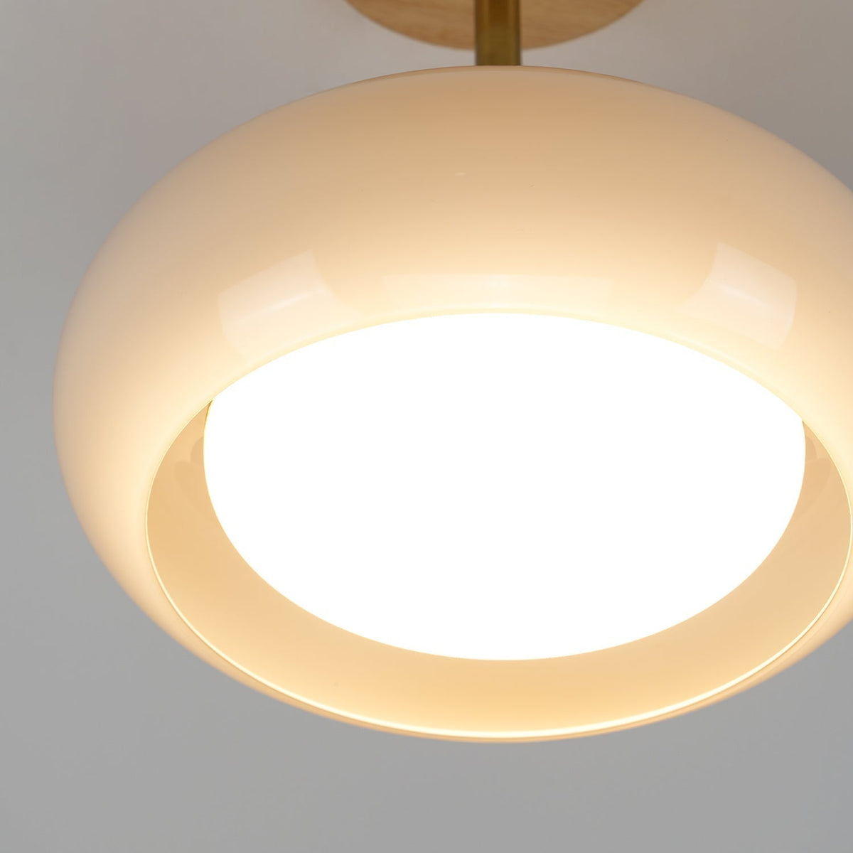 Wukugis Flush Mount Ceiling Light Glass Wood &Orange&White