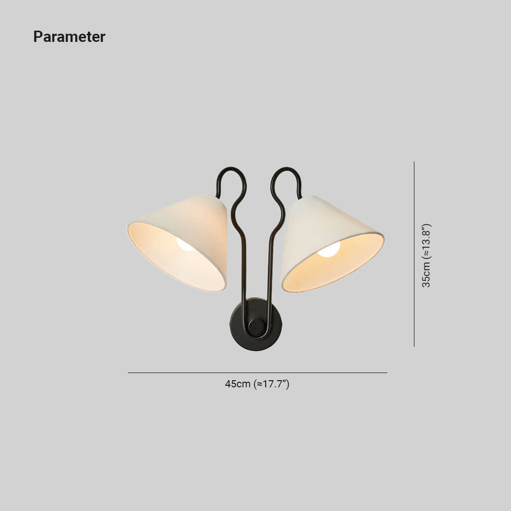 Legudit Wall Lamp Double White Cone Shades Fabric