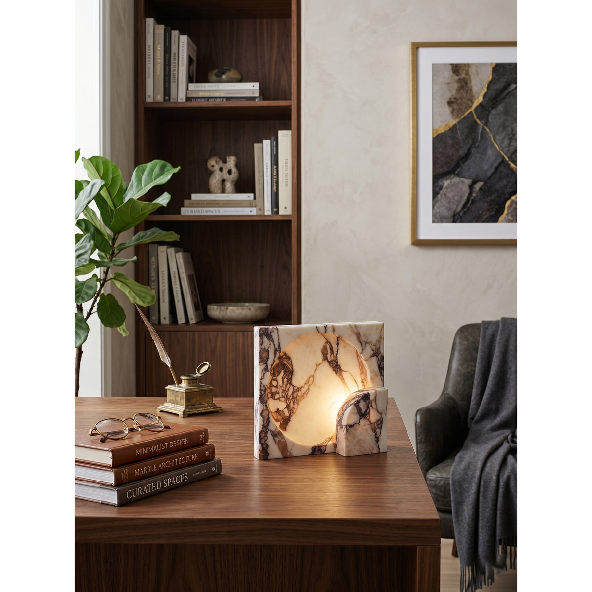Valemir Block Piece Marble Table Lamp