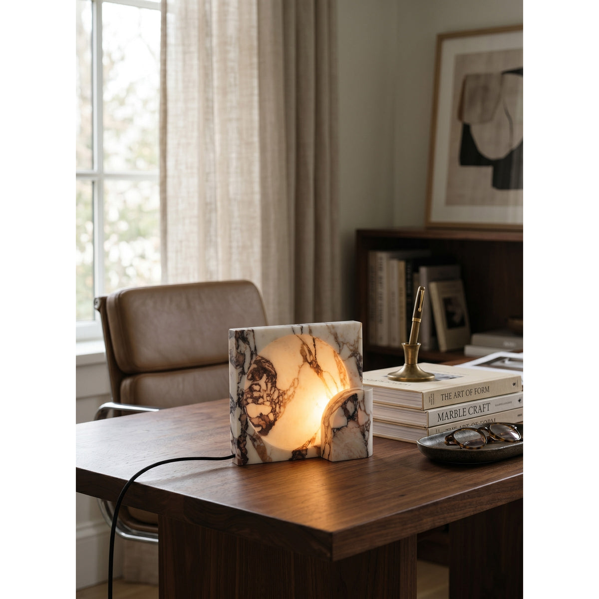 Valemir Block Piece Marble Table Lamp