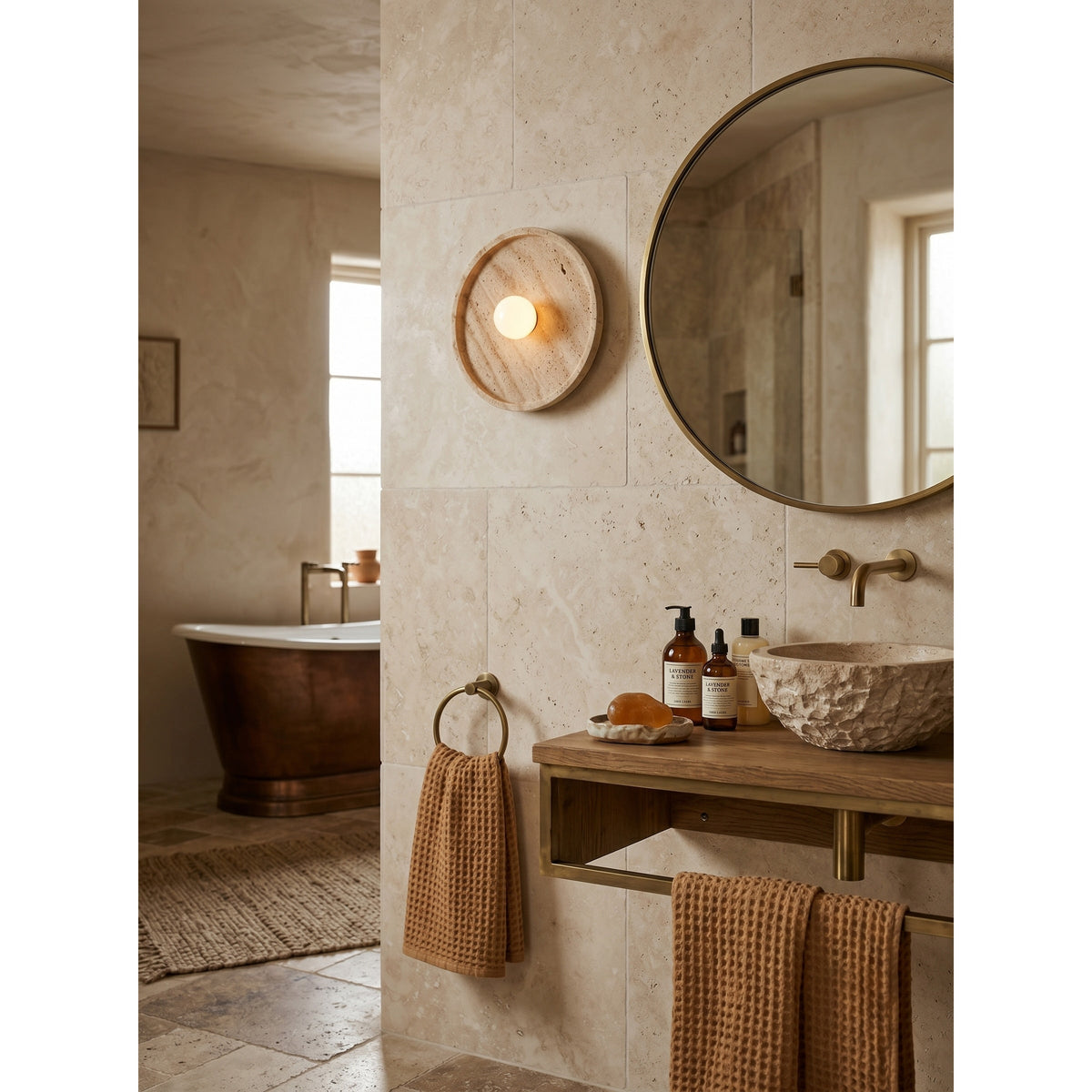 Solva Celeste Travertine Wall Sconce