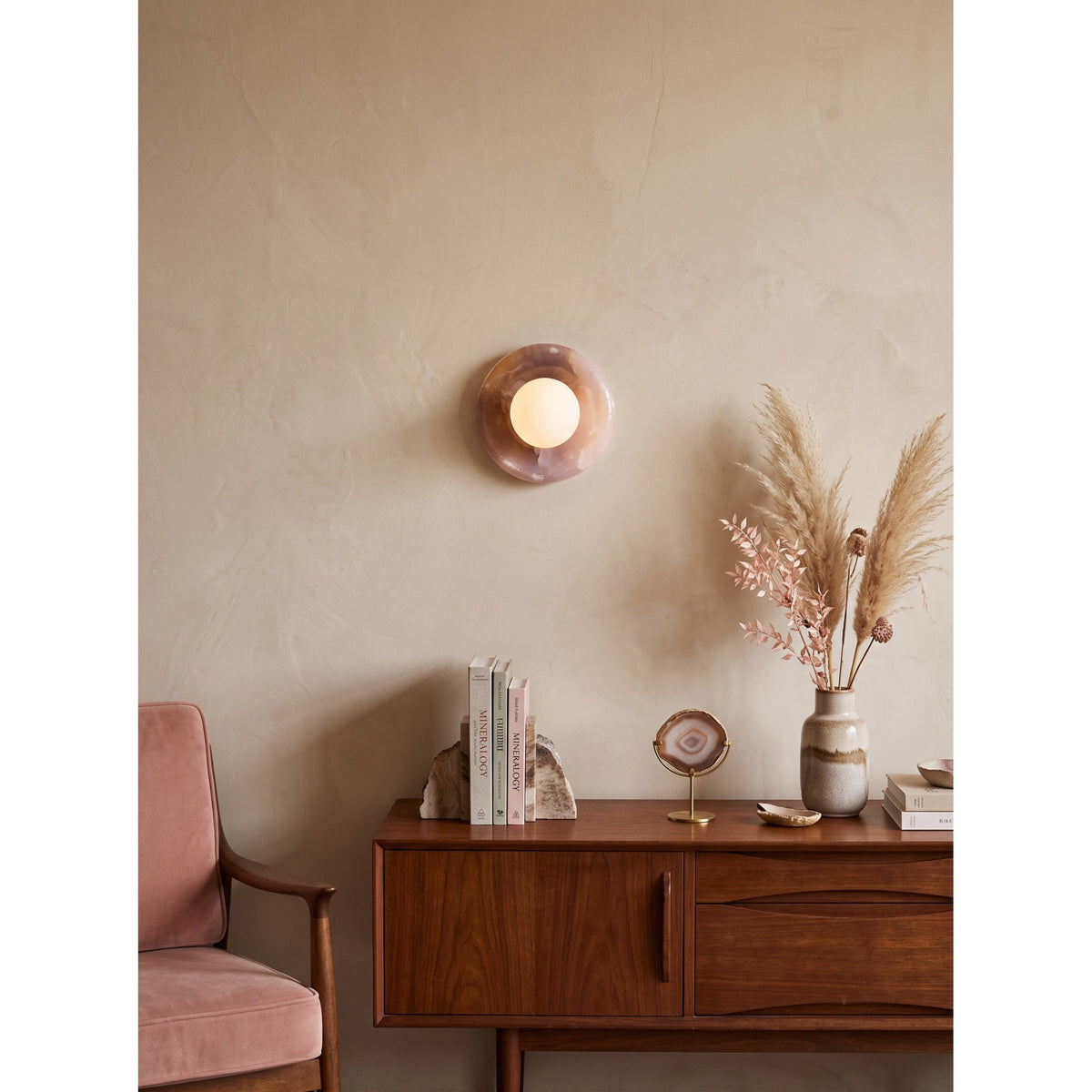 Luminenne Pink Onyx Wall Sconce
