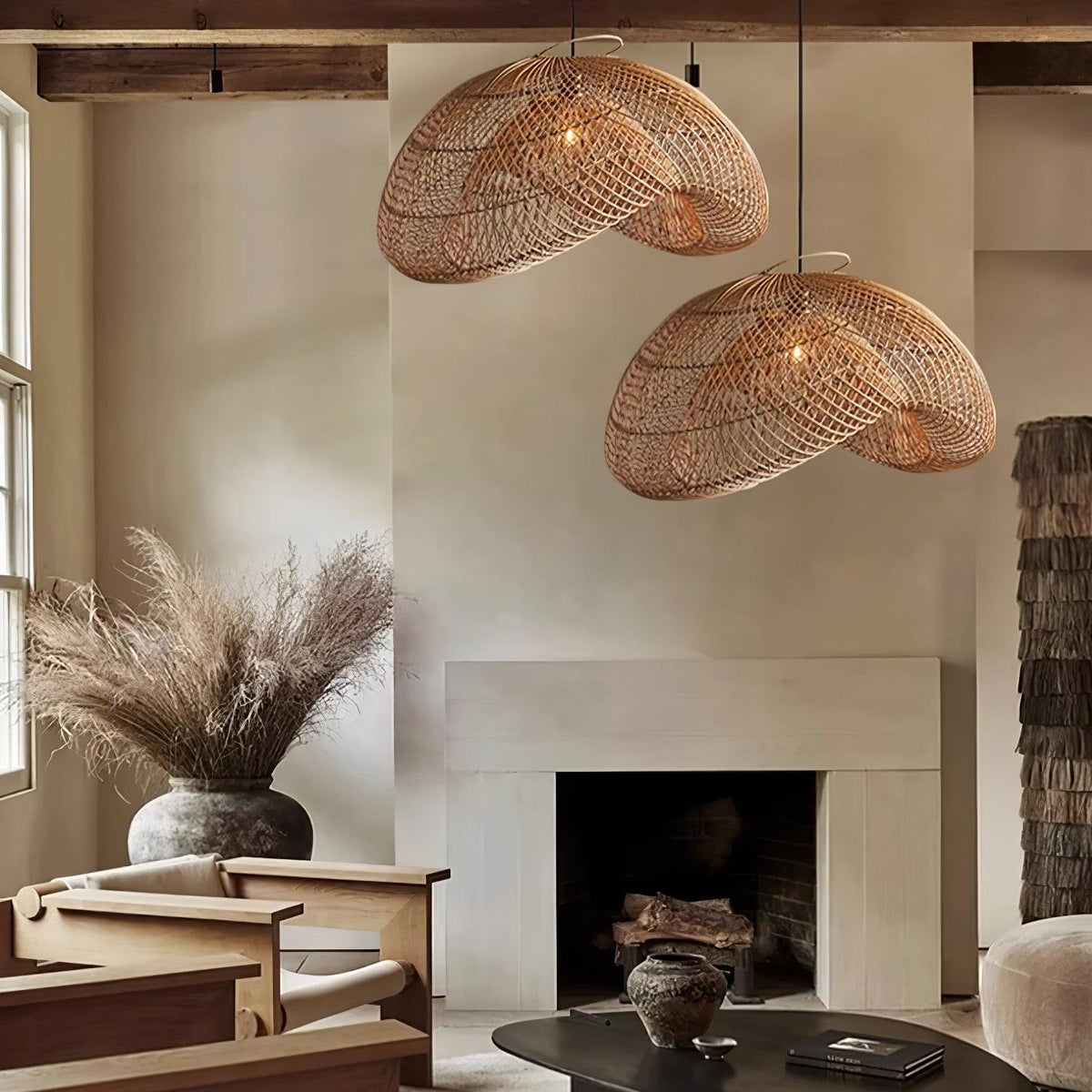 Bidigas Rustic Rattan Pendant Light Living Room