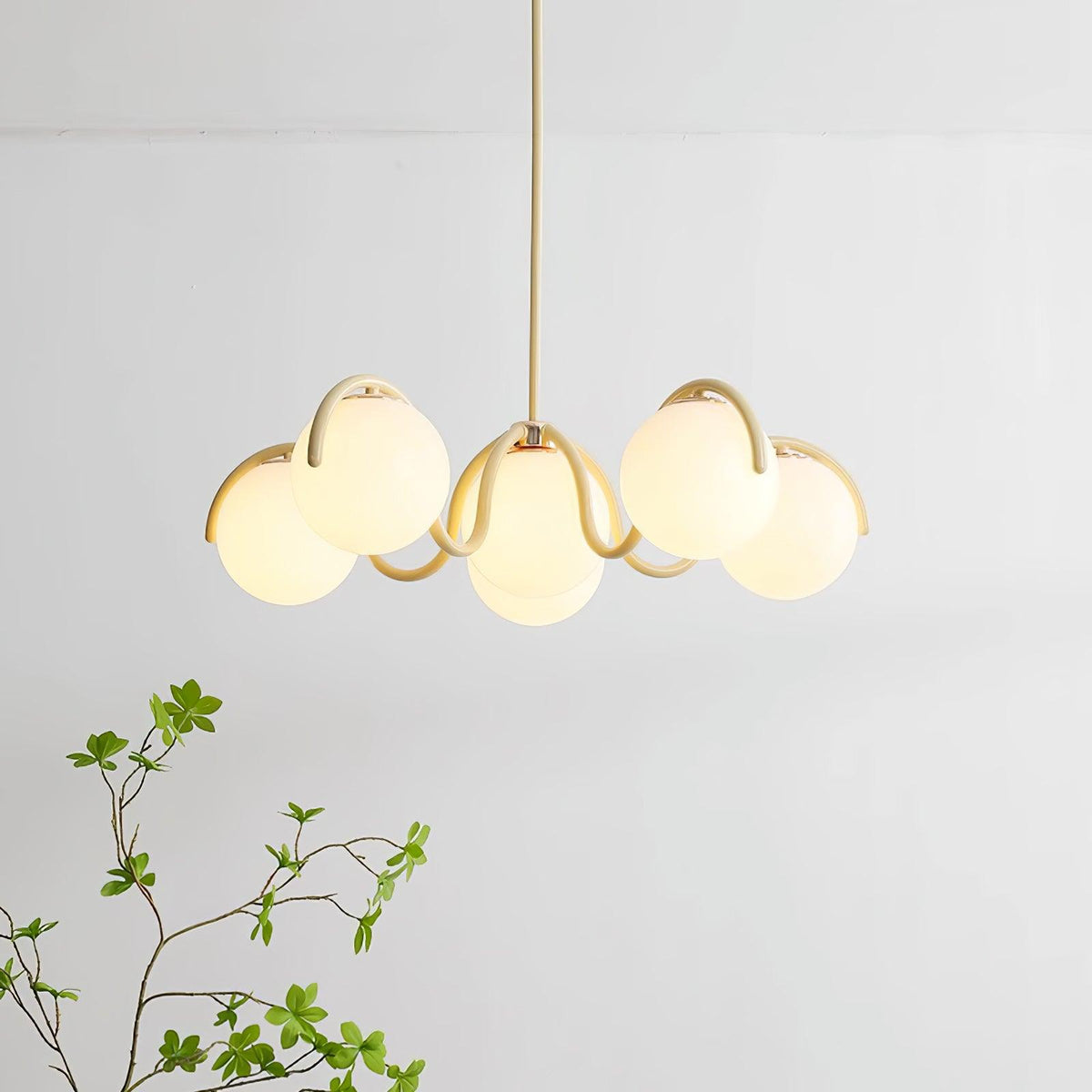 Zapiler Curve Linear Chandelier Red&Silver