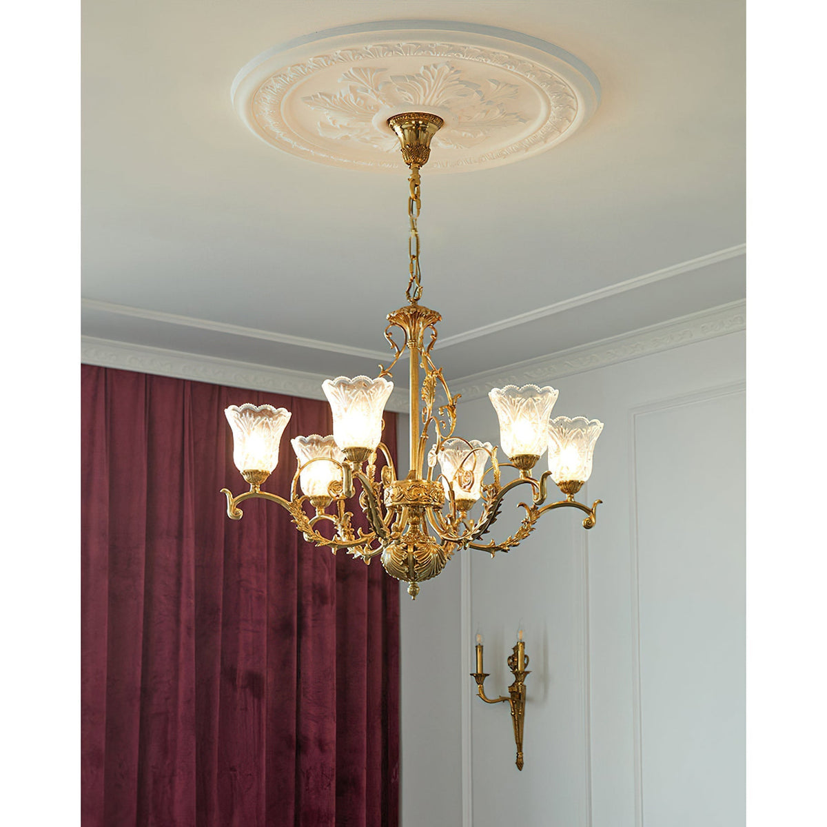 Regency Acanthus Brass Chandelier