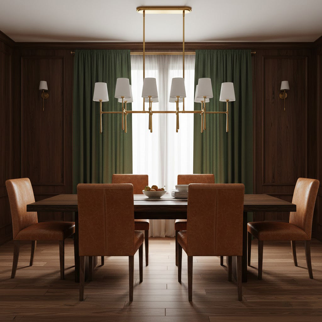Modern Double Linear Brass Chandelier