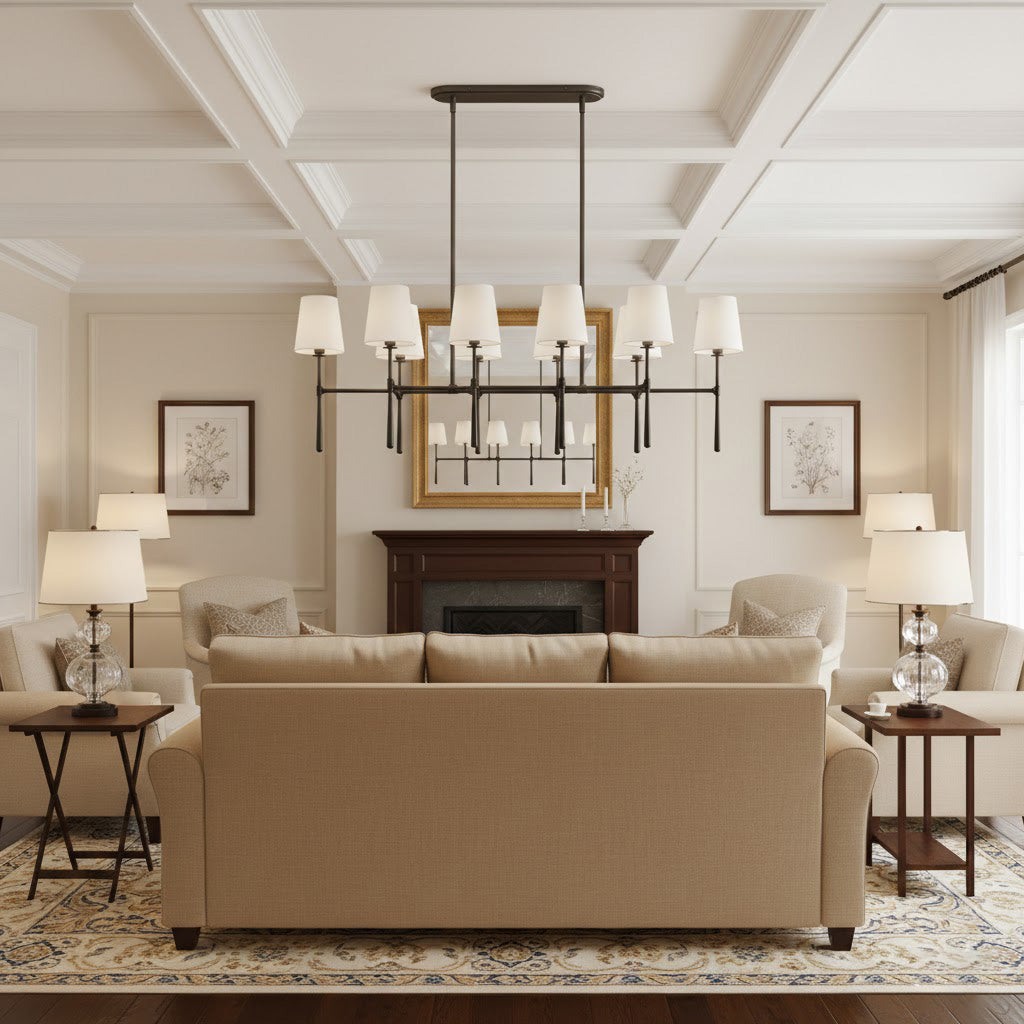 Modern Double Linear Brass Chandelier