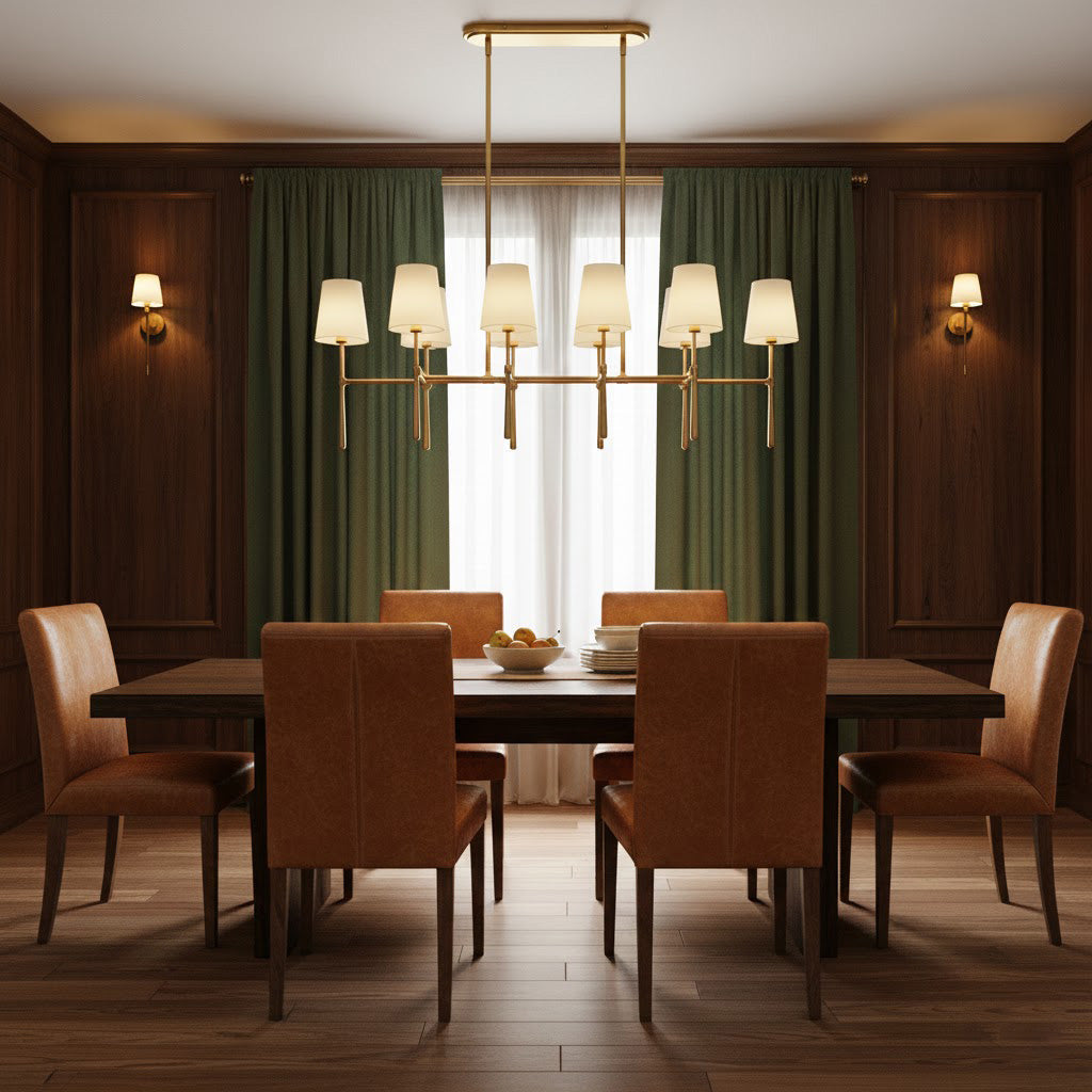 Modern Double Linear Brass Chandelier