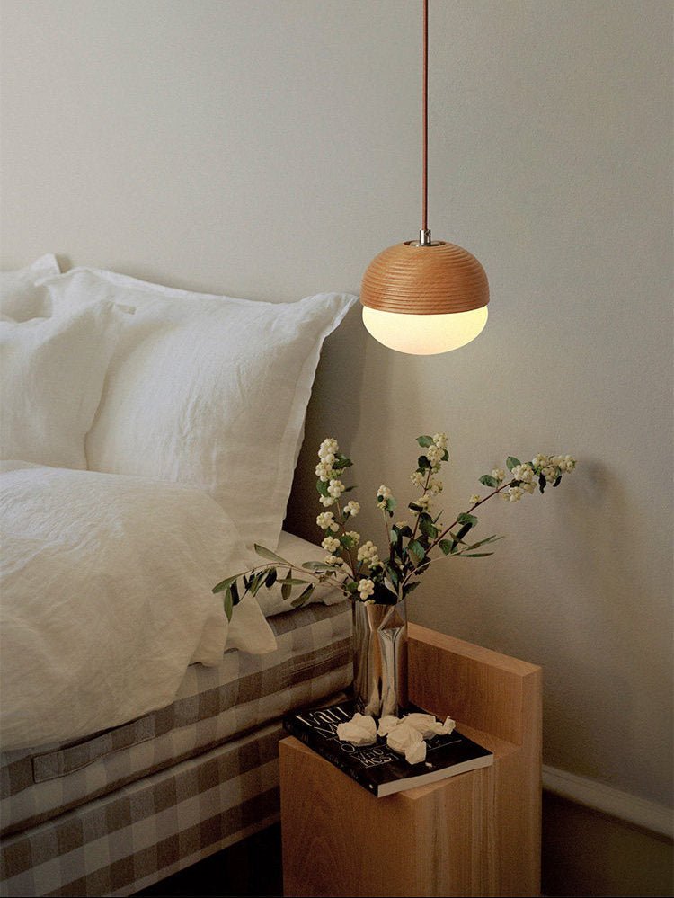 Rinivira Ribbed Wood Globe Pendant Light