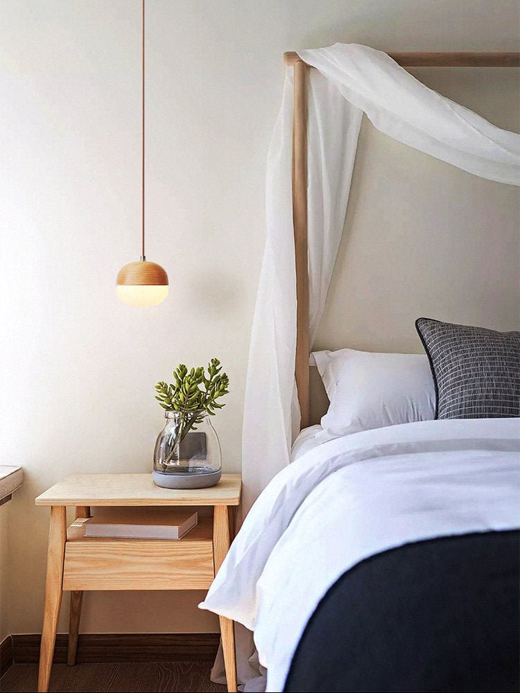 Rinivira Ribbed Wood Globe Pendant Light