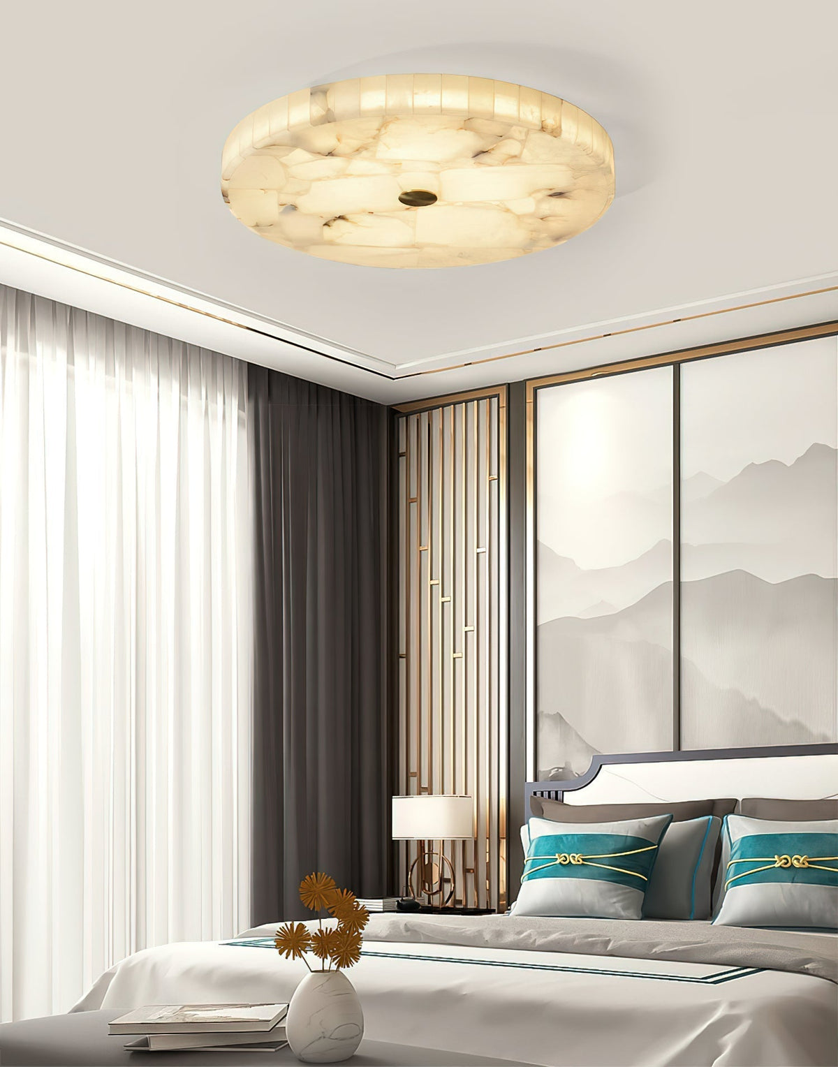 Vosilis Round Alabaster Ceiling Lamp-Relic Pieces