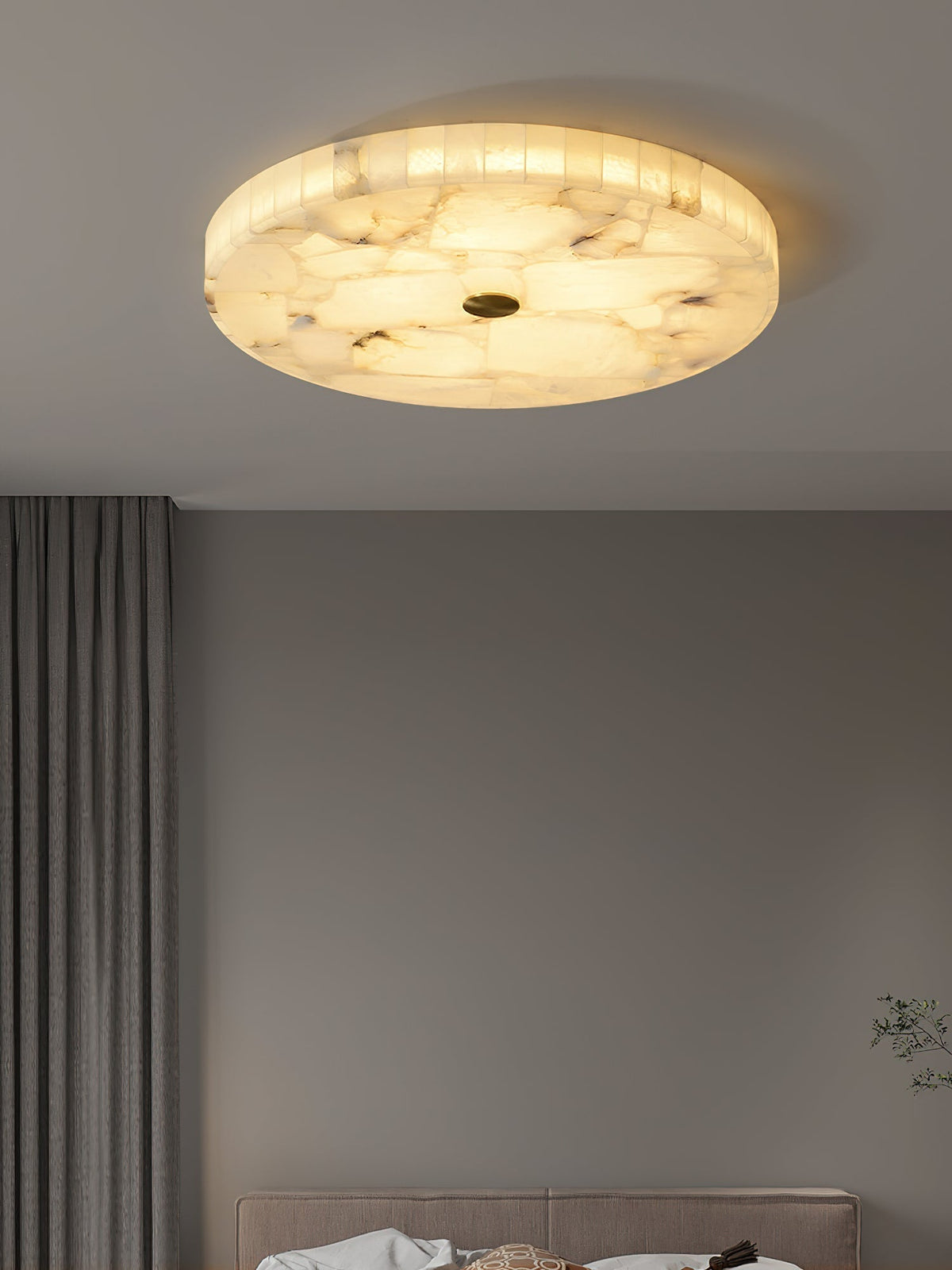 Vosilis Round Alabaster Ceiling Lamp-Relic Pieces