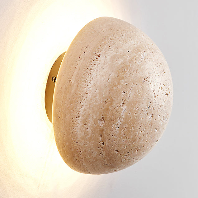 Tavenise Round Travertine Wall Lamp