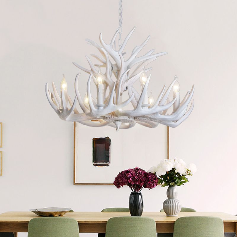 Jibuleno Rustic Antler Metal/Resin Chandelier White Dining Room
