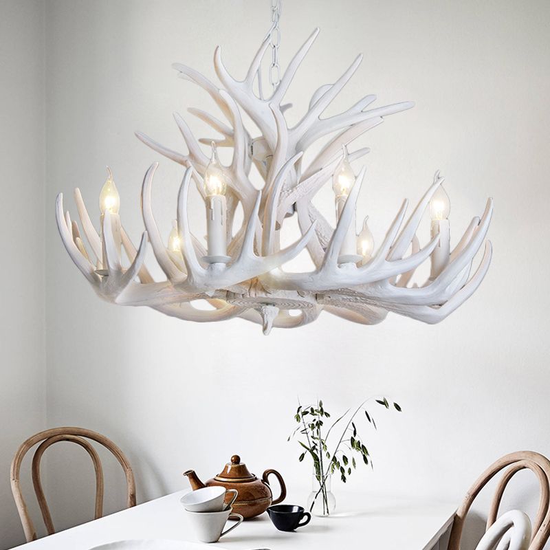 Jibuleno Rustic Antler Metal/Resin Chandelier White Dining Room