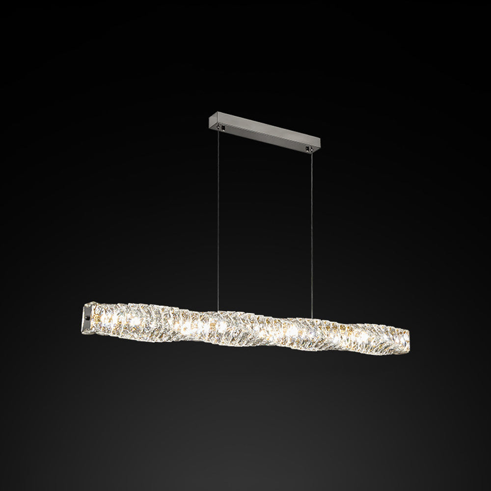 Jonadit Crystal Sliver and Gold Pendant Light, Stainless Steel