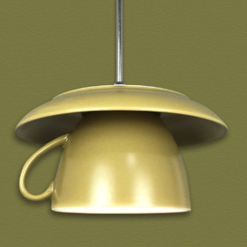 Bugidodu Pop Art Cup Ceramic LED Pendant Light Study Bedroom