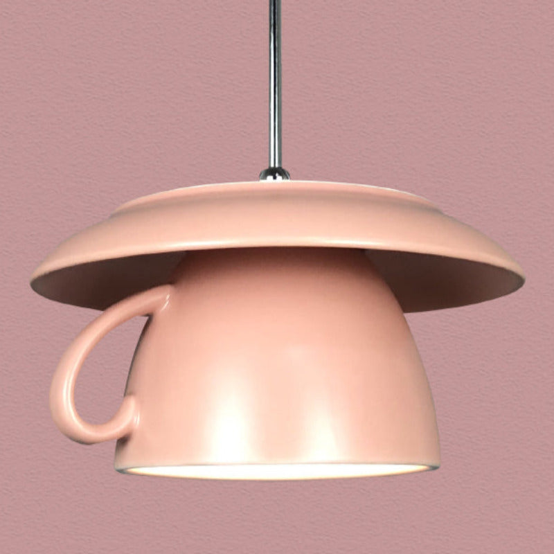 Bugidodu Pop Art Cup Ceramic LED Pendant Light Study Bedroom