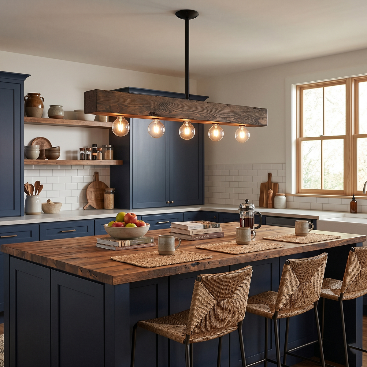 Siraen Wood-beam Island Chandelier