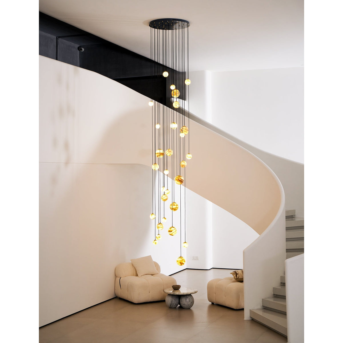 Sultana Chandelier Alabaster Cluster Orb Cascade