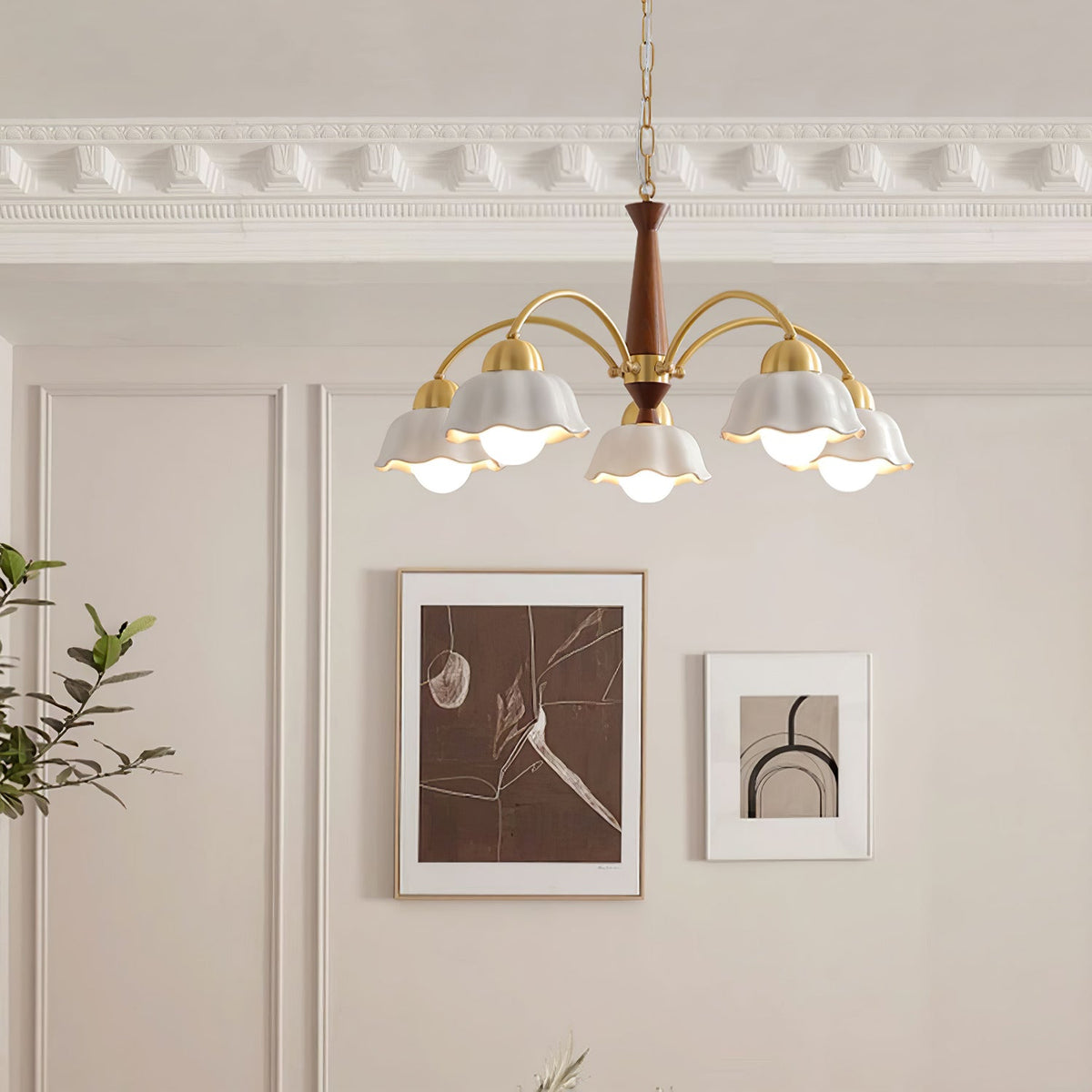 Pumikol Floral Chandeliers Wood Ceramic