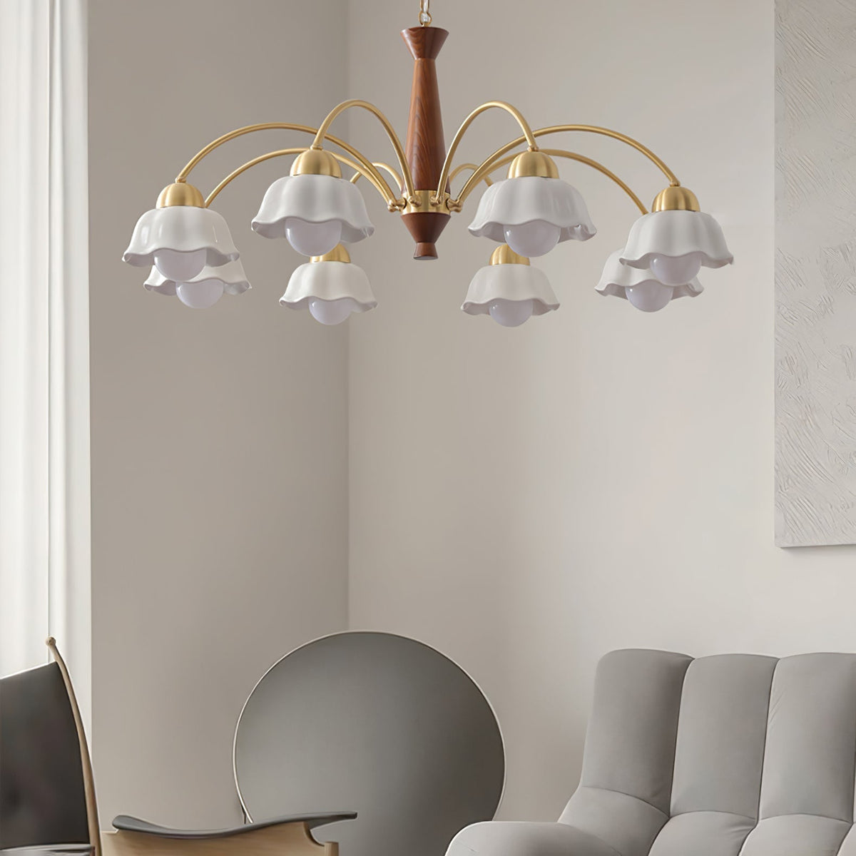 Pumikol Floral Chandeliers Wood Ceramic
