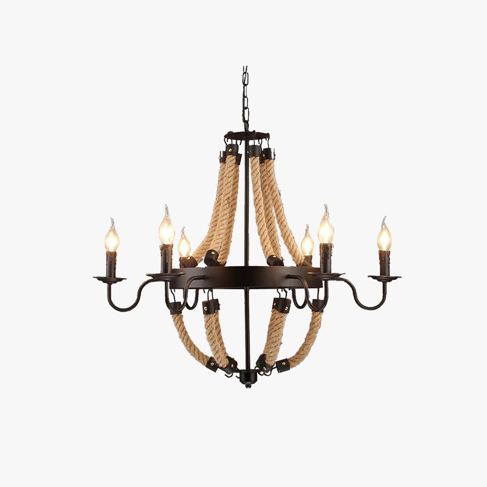 Potogul Industrial LED Pendant Light Metal/Rope Black Living Room/Bar