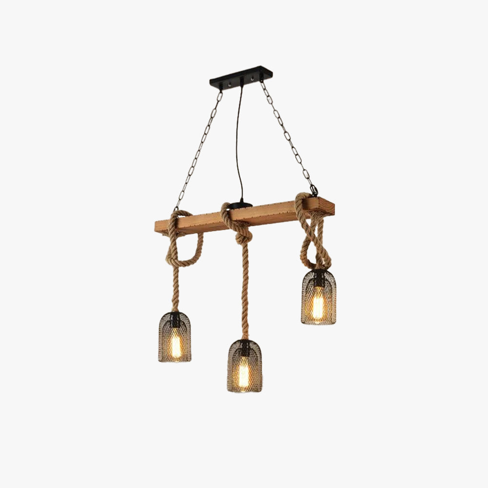Tikimam Minimalist LED Design Pendant Light Black Metal/Rope Bar/Cafe