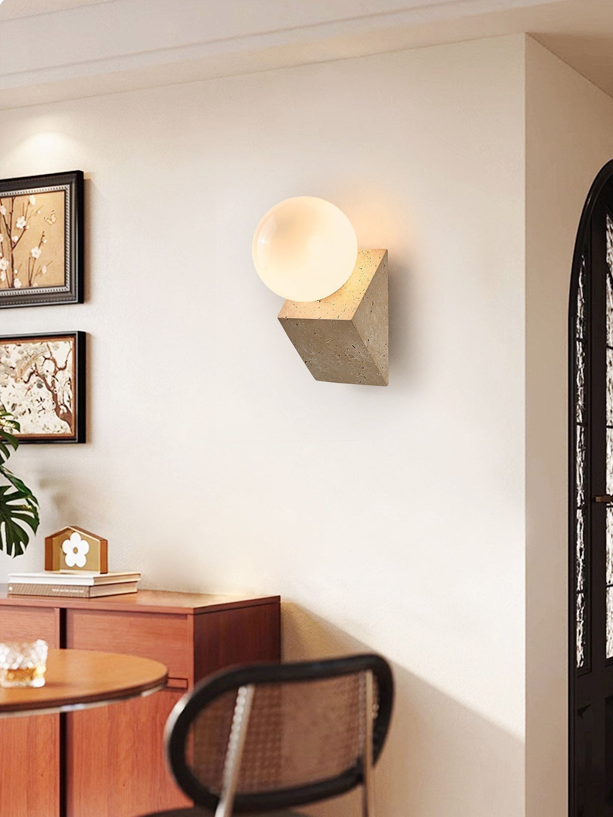 Valaeria Orb Travertine Wall Lamp