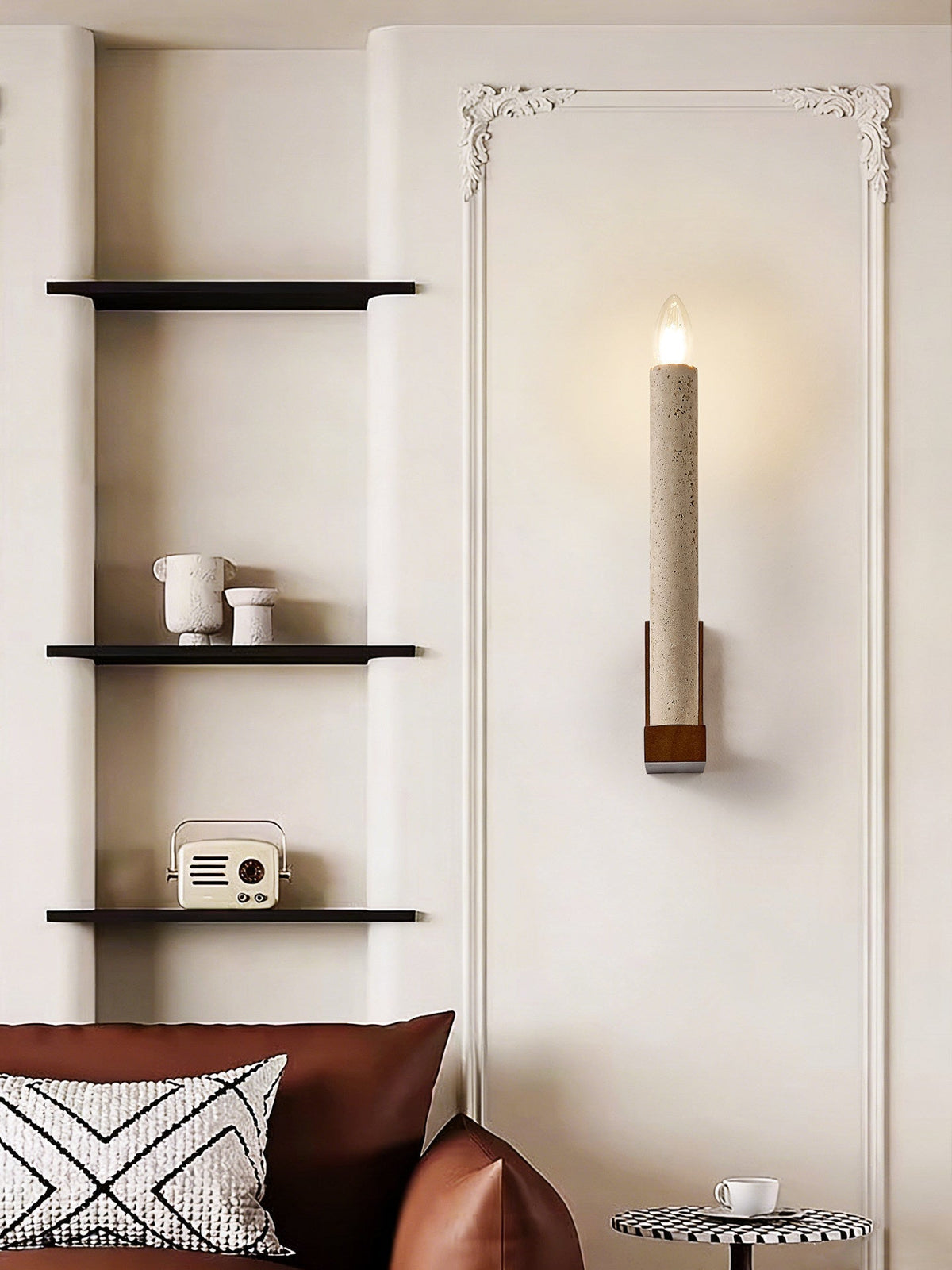 Marius Travertine Candle Wall Lamp