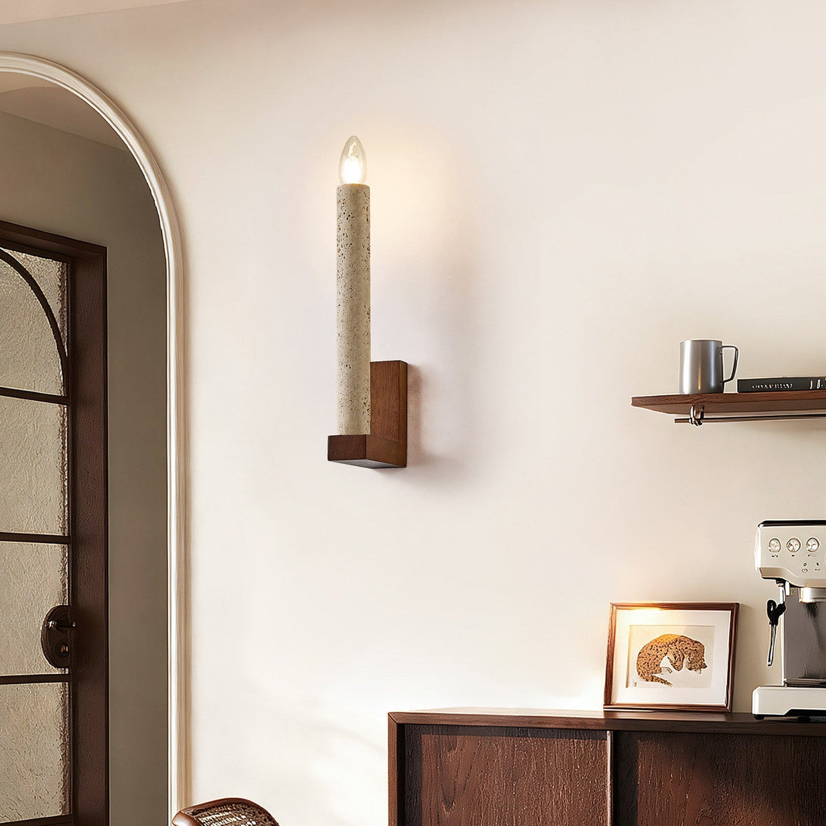 Marius Travertine Candle Wall Lamp