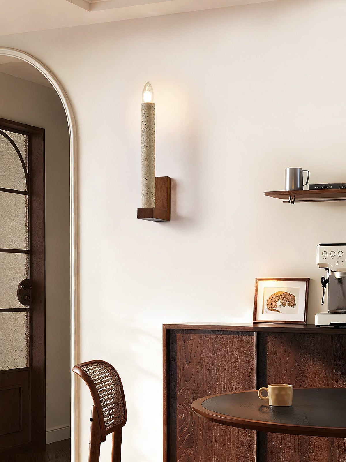 Marius Travertine Candle Wall Lamp