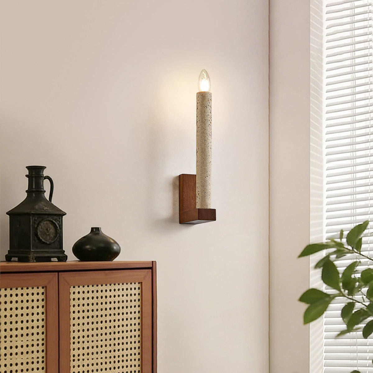 Marius Travertine Candle Wall Lamp