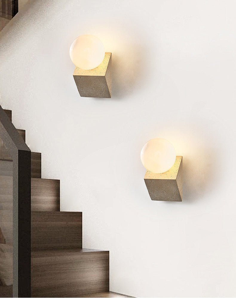 Valaeria Orb Travertine Wall Lamp