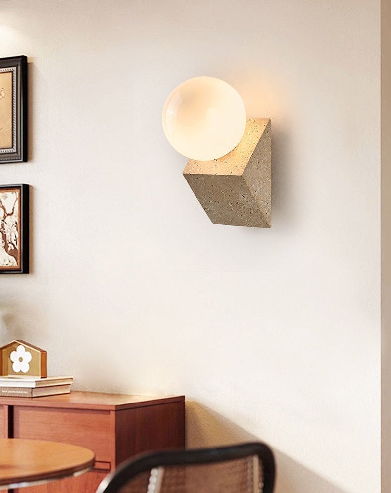 Valaeria Orb Travertine Wall Lamp