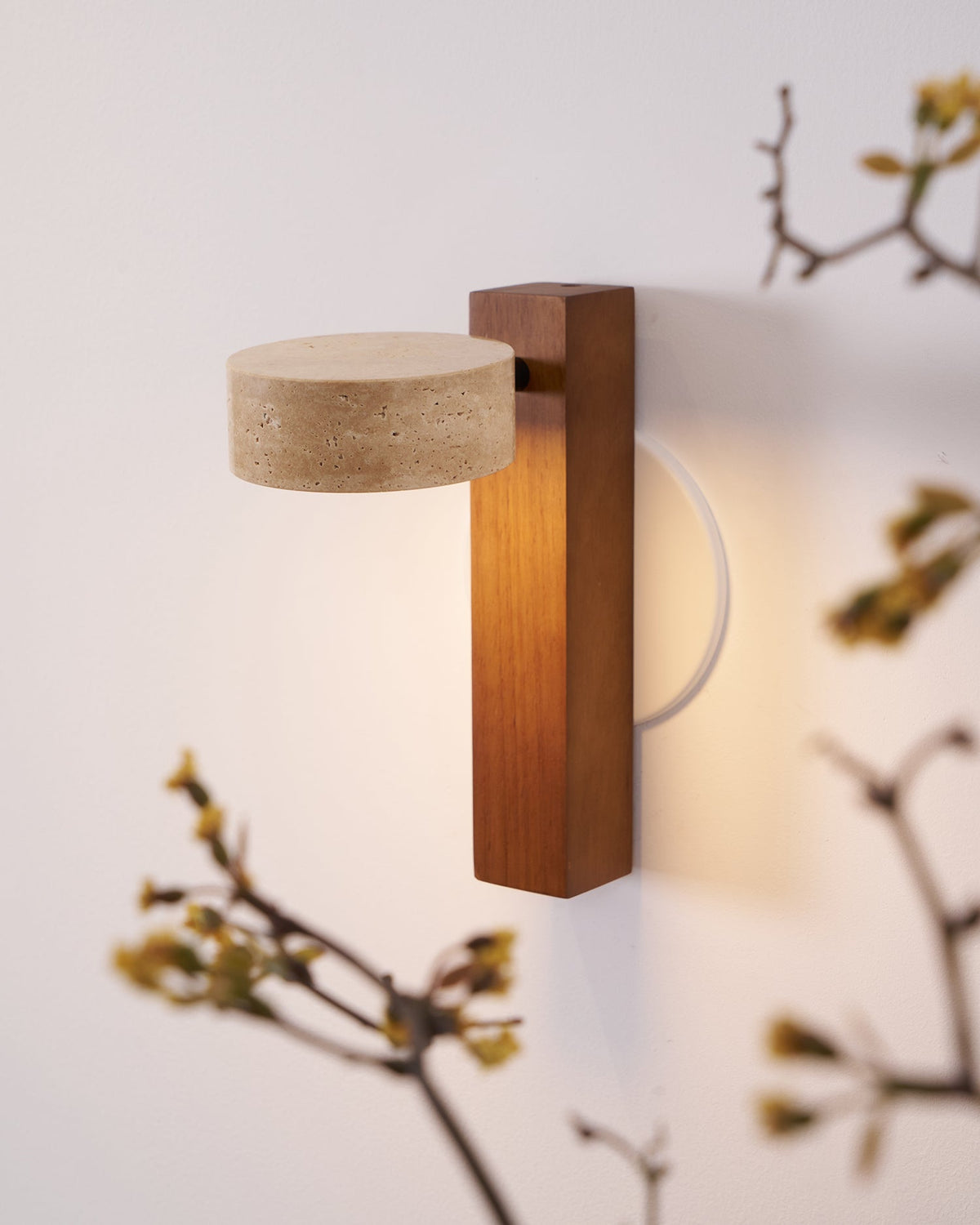 Tavalina Cylinder-Stack Travertine Wall Light