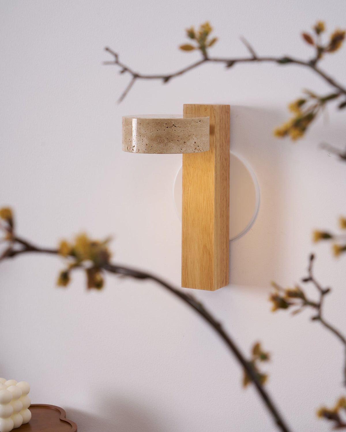 Tavalina Cylinder-Stack Travertine Wall Light