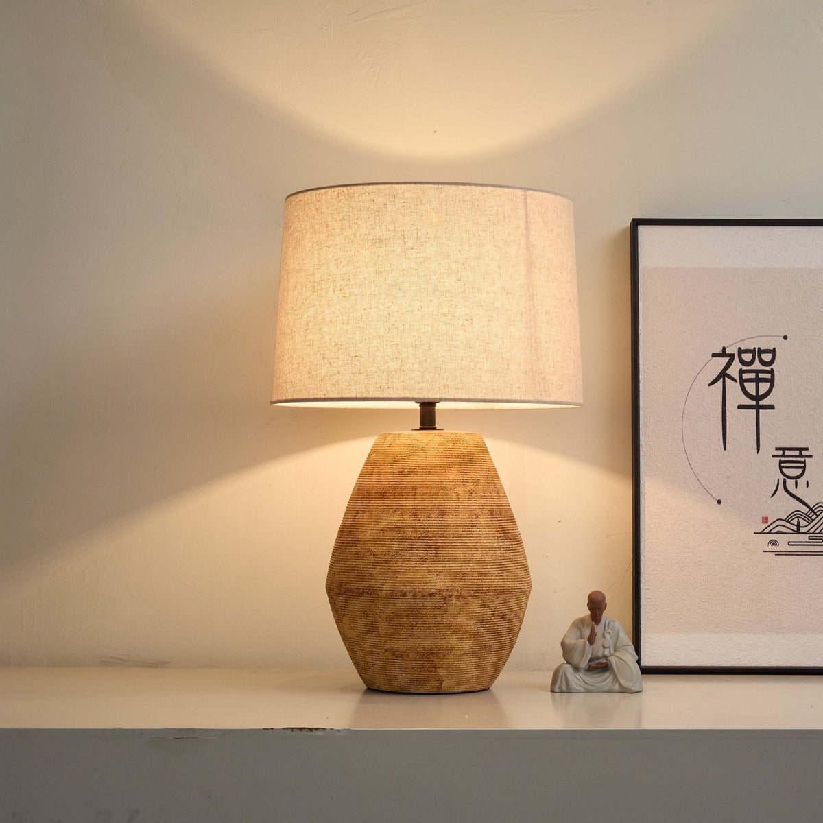 Textured Terracotta Toned Table Lamp