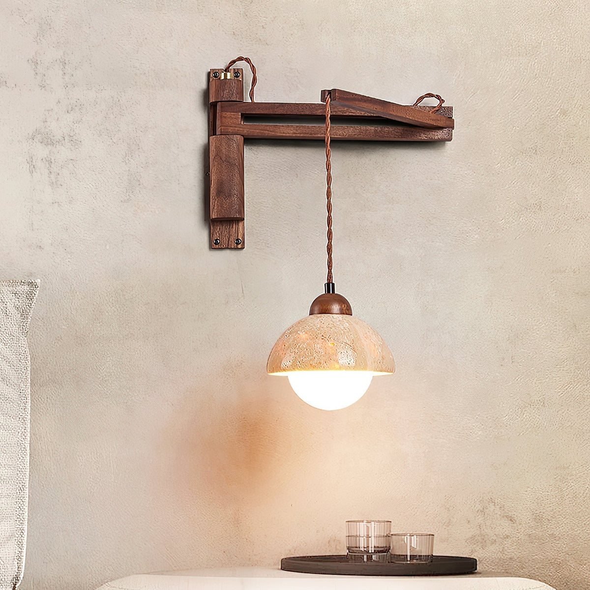 Serisenne Travertine Swing Arm Wall Sconce
