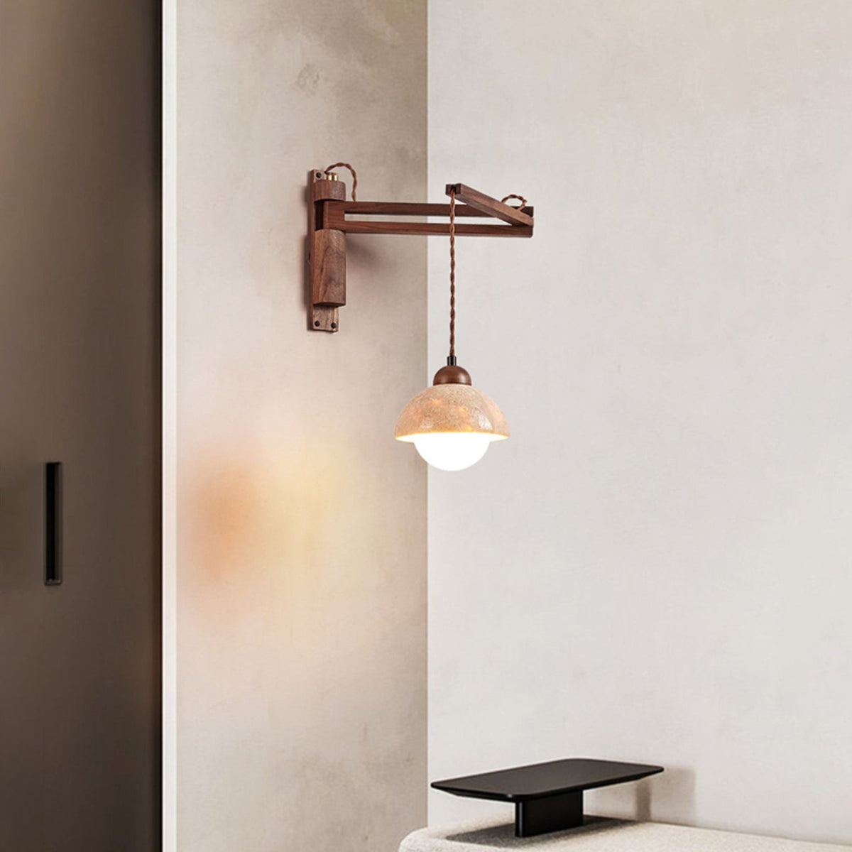 Serisenne Travertine Swing Arm Wall Sconce