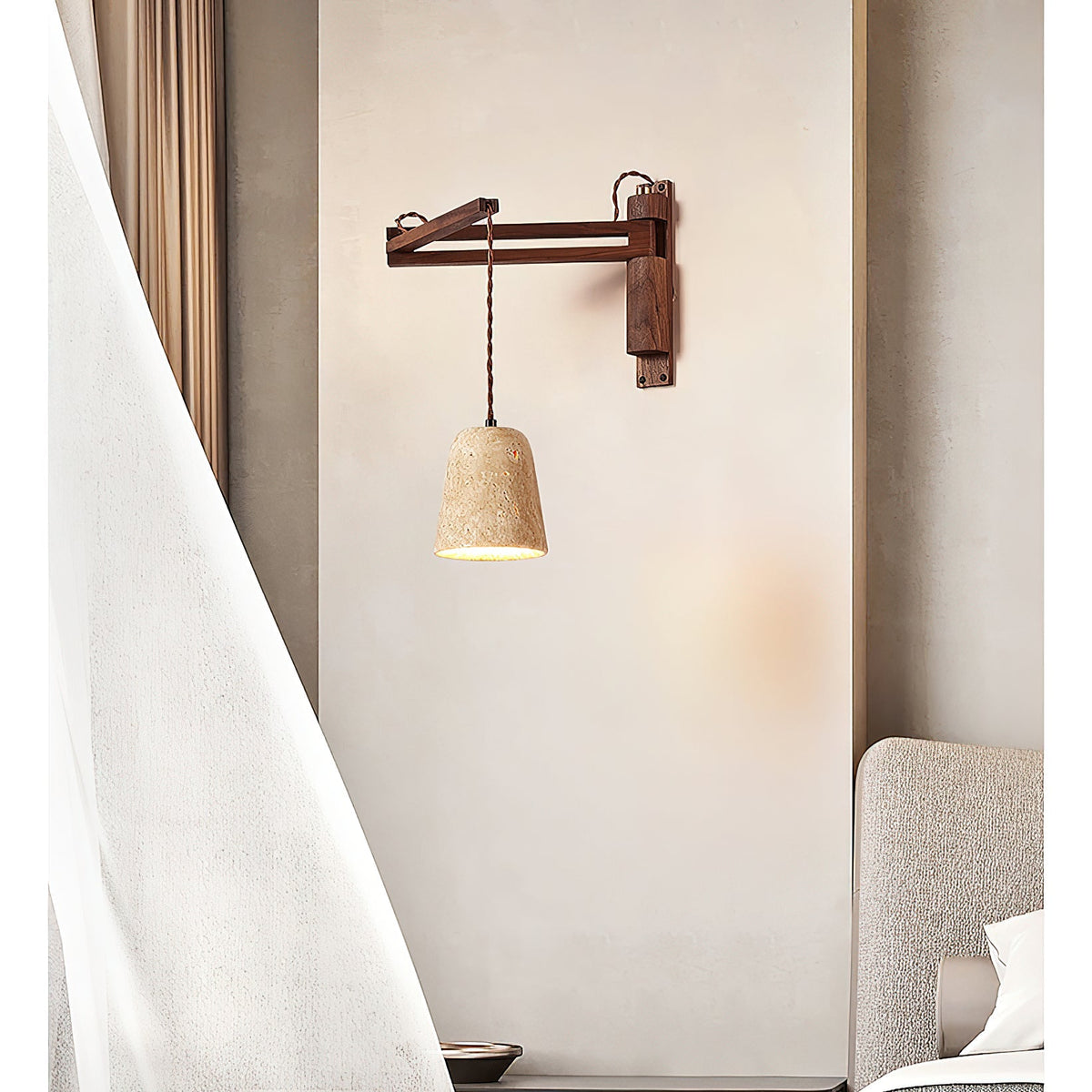 Serisenne Travertine Swing Arm Wall Sconce