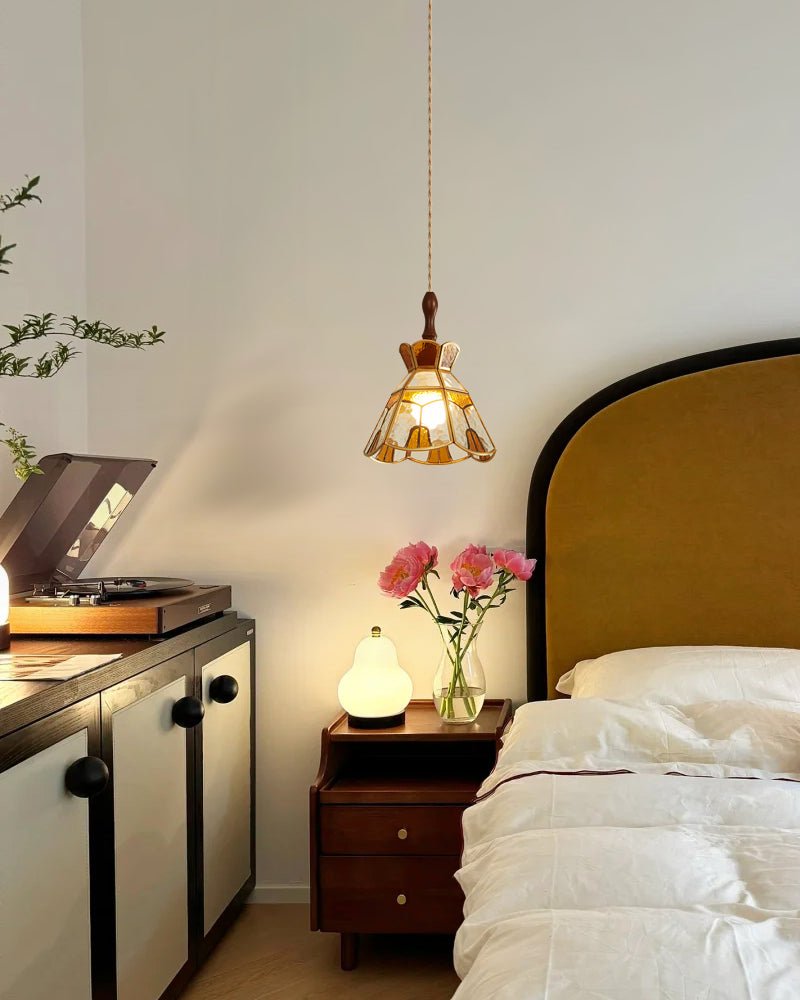 Creshen Wood & Glass Vintage Pendant Lamp