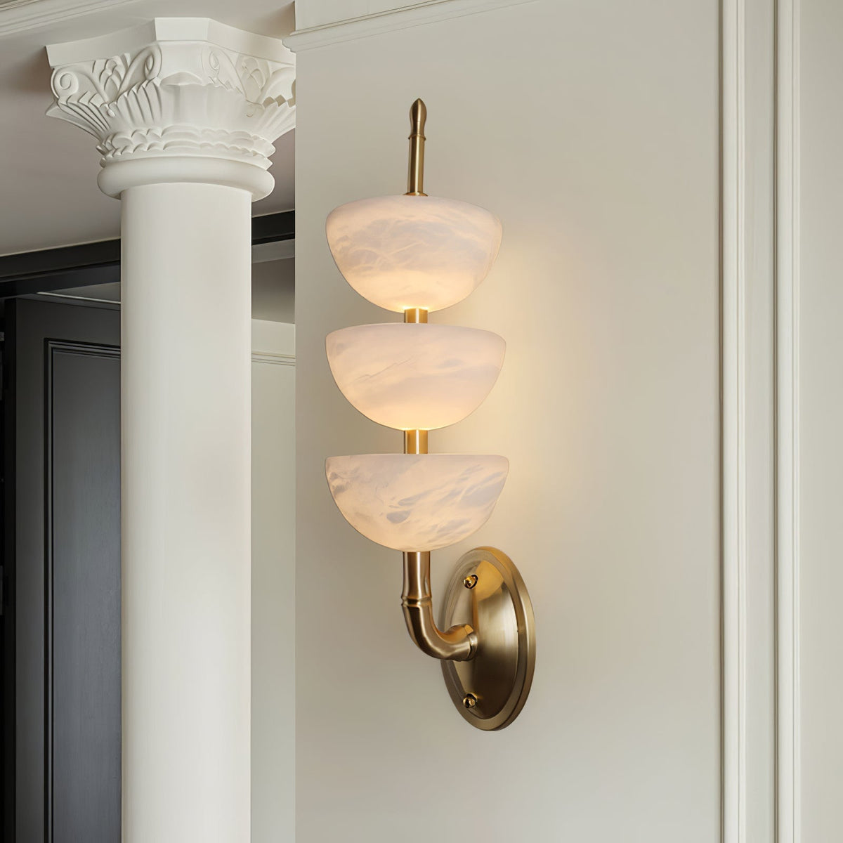 Rosestone Triple Alabaster Indoor Wall Light