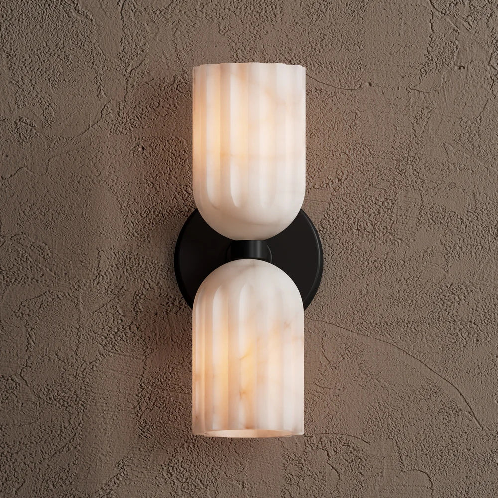 Eiriviella Double Brass Alabaster Wall Lamp