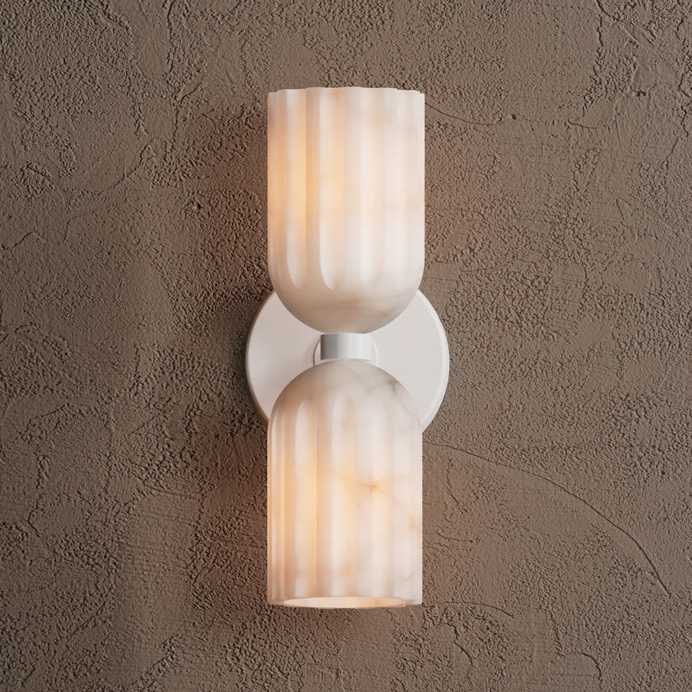 Eiriviella Double Brass Alabaster Wall Lamp