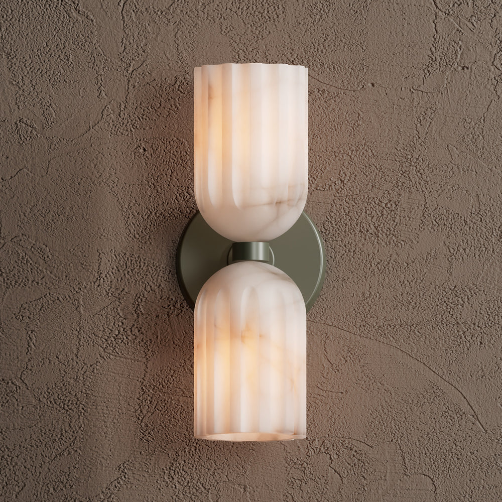 Eiriviella Double Brass Alabaster Wall Lamp