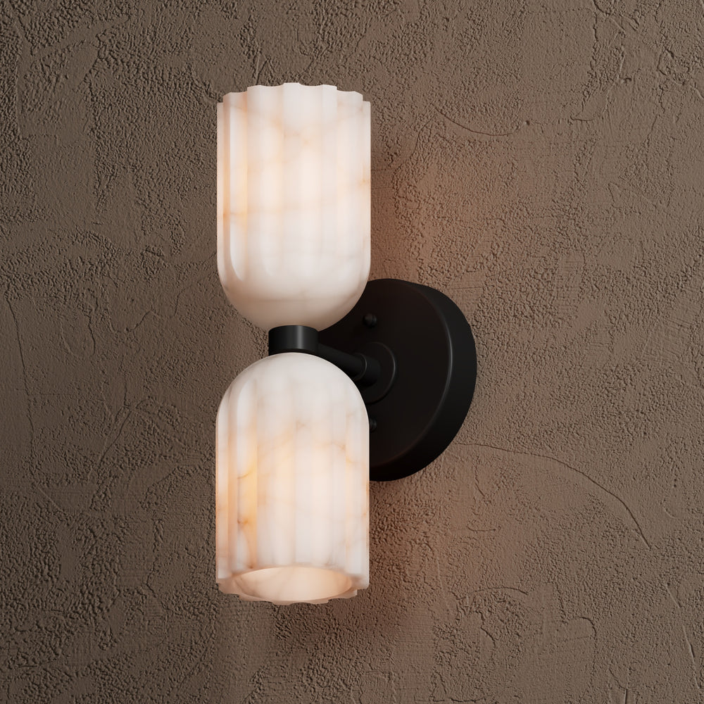 Eiriviella Double Brass Alabaster Wall Lamp